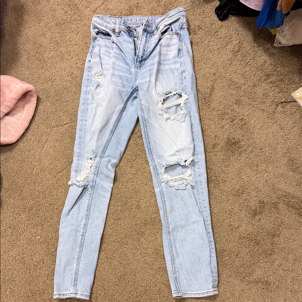 American Eagle Outfitters Light Blue Ripped Skinny Jeans